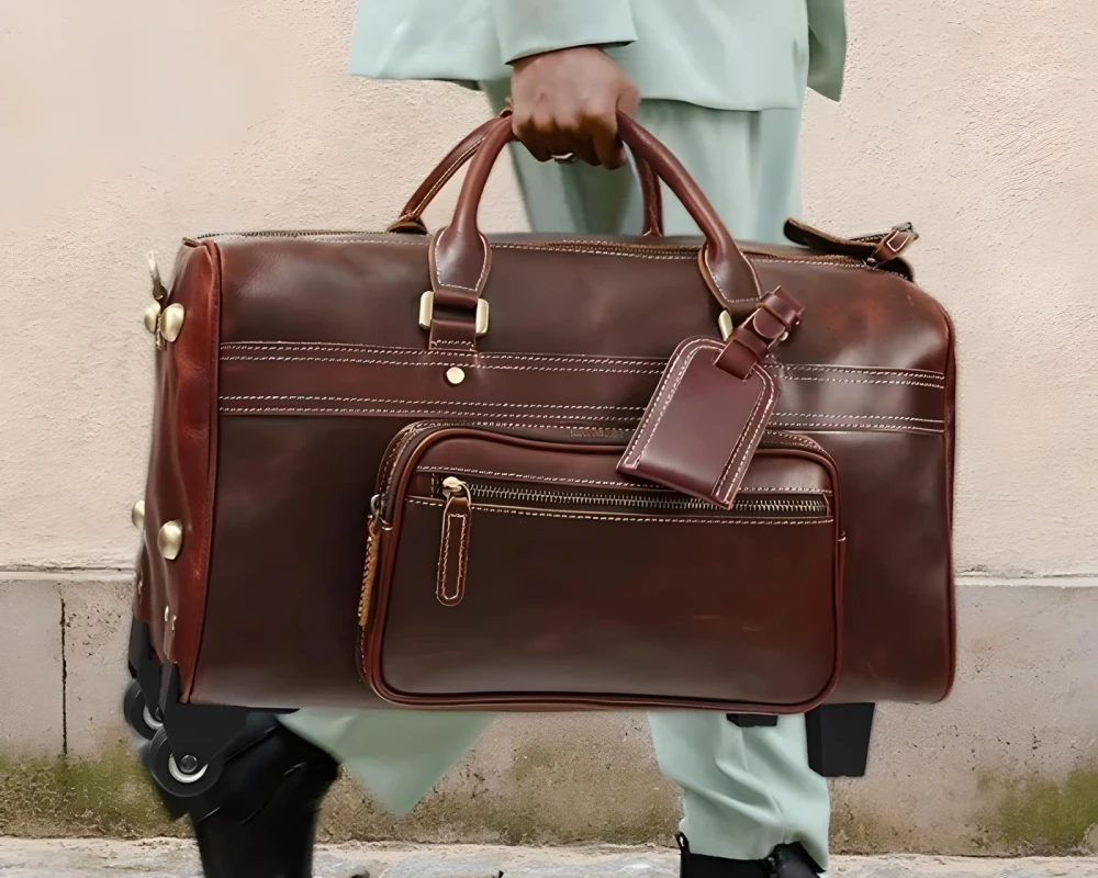 mens leather carry on luggage